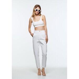Zara Women’s High Rise Tailor Fit Jeans White Size S 5862/064 100% Cotton